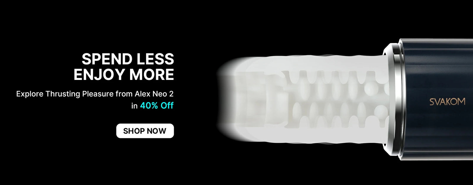 Sexual product with branding and promotional text on a black background