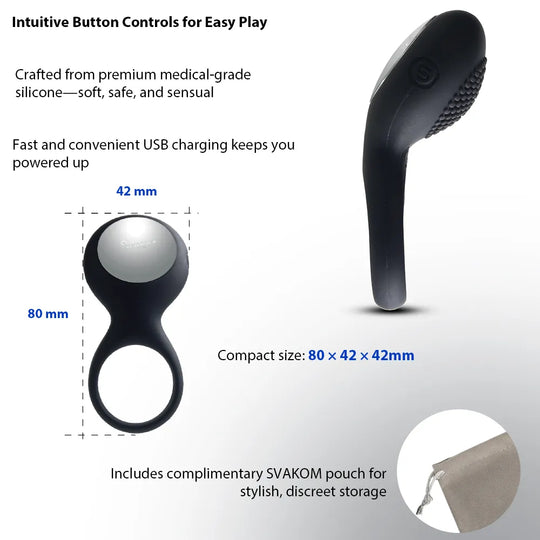 TYLER | Vibrating Cock Ring with Textured Head - SVAKOM TYLER | Vibrating Cock Ring with Textured Head - SVAKOM